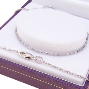 9CT WHITE GOLD ROPE WHEAT NECKLACE CHAIN 45cm