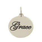 9CT WHITE GOLD 16mm PERSONALISED CIRCLE COIN PENDANT CHARM