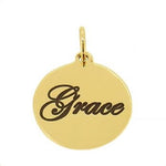9CT GOLD 16mm PERSONALISED CIRCLE COIN PENDANT CHARM