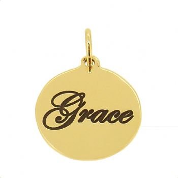 9CT GOLD 16mm PERSONALISED CIRCLE COIN PENDANT CHARM