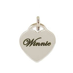 9CT WHITE GOLD 14mm PERSONALISED HEART NAME PENDANT
