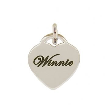 9CT WHITE GOLD 14mm PERSONALISED HEART NAME PENDANT