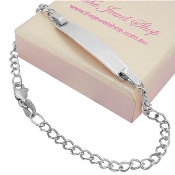 9CT WHITE GOLD 2.8mm CURB IDENTITY BRACELET