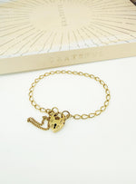 9ct Gold Baby Child Adjustable Size Curb Padlock Bracelet 16cm