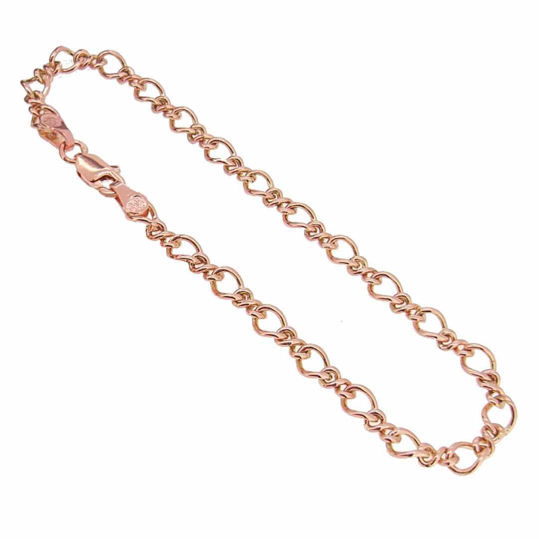 9ct Rose Gold Figaro Curb Charm Bracelet