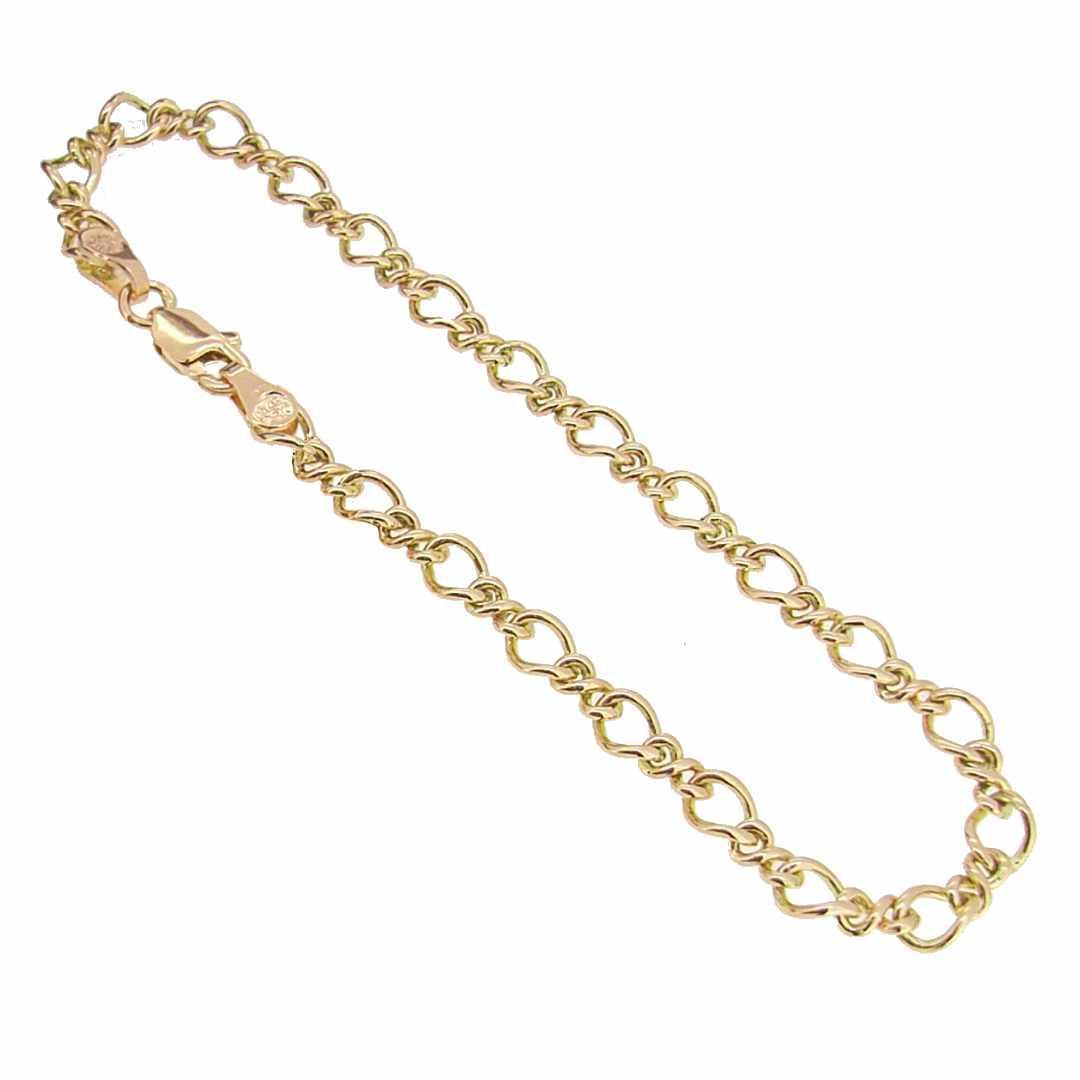 9ct Yellow Gold Figaro Curb Charm Bracelet