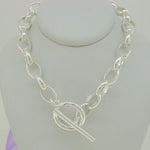 STERLING SILVER 7mm x 10mm OVAL BELCHER CHAIN TOGGLE RING NECKLACE -N-925-BO4-Tbar
