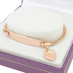 9CT ROSE GOLD CURB IDENTITY HEART CHARM BRACELET