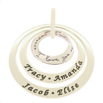 STERLING SILVER 35mm & 45mm PERSONALISED NAME PENDANT I Love You I Love Your More