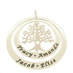 STERLING SILVER 35mm & 45mm CIRCLE OF LIFE PERSONALISED NAME FAMILY TREE PENDANT