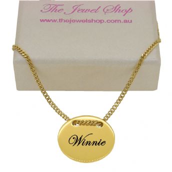 9CT GOLD 16mm PERSONALISED LOVE CIRCLE COIN TAG CHARM PENDANT
