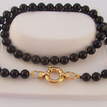 6mm BLACK ONYX 9CT GOLD BOLT RING BRACELET -BLET-6mmBlkOnyx-9Y