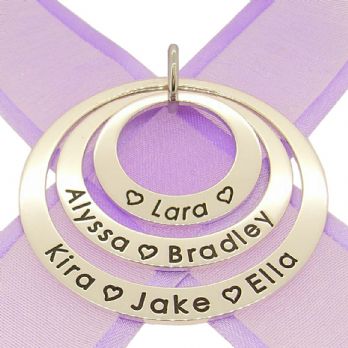 STERLING SILVER 25mm 35mm & 45mm TRILOGY CIRCLE OF LIFE PERSONALISED NAME PENDANT