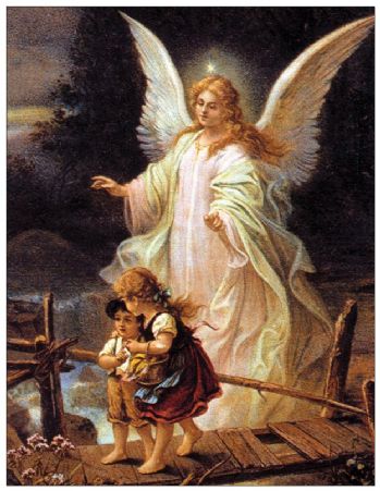 Free Gift Folded Guardian Angel watching over children