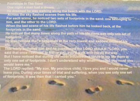 Free Gift Post Card Footsteps in the Sand