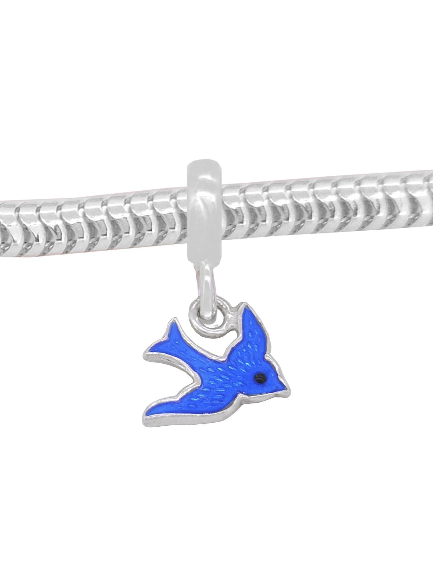 Sterling Silver 10mm Bluebird Happiness Bead Charm