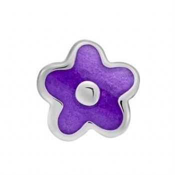 STERLING SILVER PASTICHE PETITE PURPLE FLOWER BEAD CHARM -XE020PU