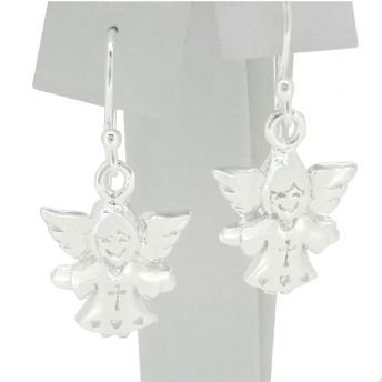 STERLING SILVER GUARDIAN ANGEL DESIGN CHARM EARRINGS