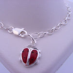 2.8g ADJUST SIZE STERLING SILVER 8mm LADYBUG CHARM BELCHER BRACELET 17cm