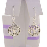 STERLING SILVER 11mm TREE OF LIFE BALL HOOK EARRINGS
