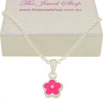 PASTICHE STERLING SILVER PINK DAISY FLOWER CHARM NECKLACE