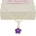 PASTICHE STERLING SILVER PURPLE DAISY FLOWER CHARM NECKLACE