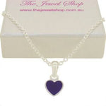 PASTICHE STERLING SILVER PURPLE LOVE HEART CHARM NECKLACE