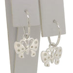 STERLING SILVER 11mm BEAUTIFUL BUTTERFLY CHARM SLEEPER EARRINGS