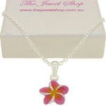 PASTICHE STERLING SILVER PINK FRANGIPANI FLOWER CHARM NECKLACE