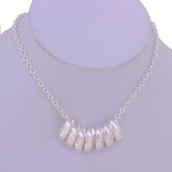 STERLING SILVER 7 SEVEN LUCKY RINGS CHARM NECKLACE