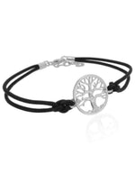 Sterling Silver Tree of Life Symbol Design Charm Leather Bracelet