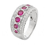PASTICHE STERLING SILVER PINK FUCHIA CZ 3 ROW PAVE SET 9mm RING -R585CZFCZ