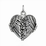STERLING SILVER 23mm HEART ANGEL WINGS PHOTO LOCKET -AngelWings-PhotoLocket
