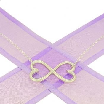 STERLING SILVER 25mm HEART INFINITY SYMBOL DESIGN CHARM PENDANT NECKLACE