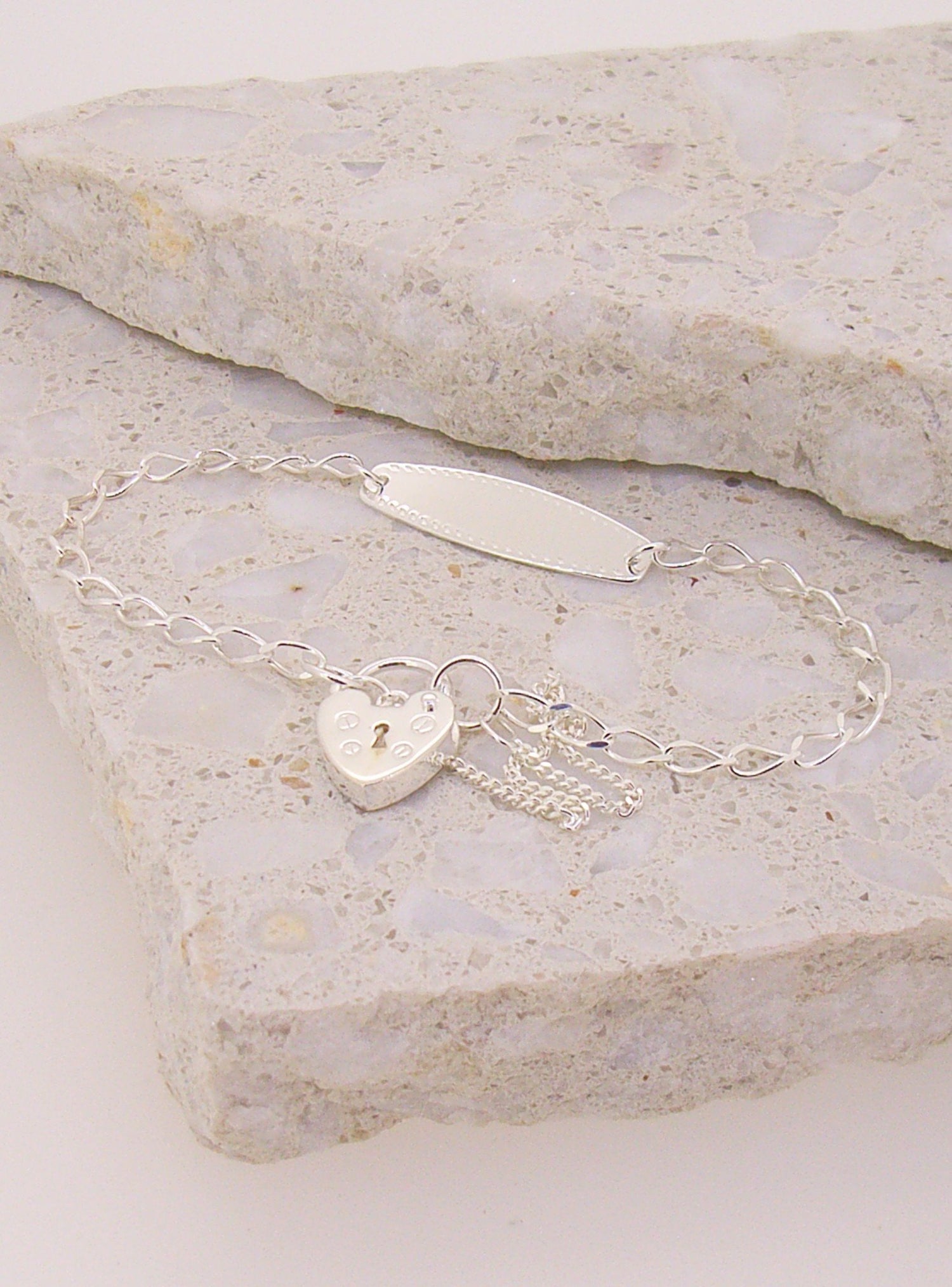 Sterling Silver Baby to Teenager Identity Padlock Bracelet