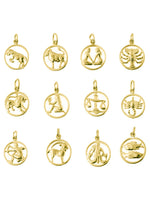 Zodiac Star Sign Charm Pendants in 9ct Yellow Gold