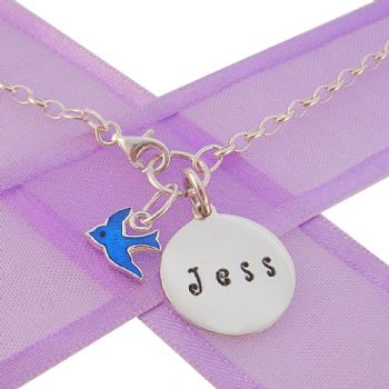 16mm PERSONALISED CIRCLE BLUEBIRD OF HAPPINESS BELCHER BRACELET -BLET-16mm-BO1-BBL