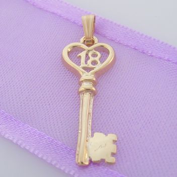 18 18TH BIRTHDAY KEY TO THE DOOR 9CT GOLD CHARM PENDANT -9Y_HR819