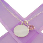 16mm PERSONALISED CIRCLE BIRTHSTONE NECKLACE -NLET-16mm-CA40-BS
