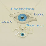 STERLING SILVER EVIL EYE LUCKY HORSESHOE LOVE HEART CHARM NECKLACE