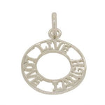 9CT WHITE GOLD 17mm AFFIRMATION LIVE LOVE LAUGH OPEN CIRCLE CHARM