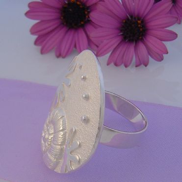STERLING SILVER 30mm SEA LIFE RING SIZE N 925-54-706-6654