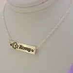 STERLING SILVER RECTANGLE IDENTITY MESSAGE DESIGN PERSONALISED NECKLACE -30mmRect-SS-CA40
