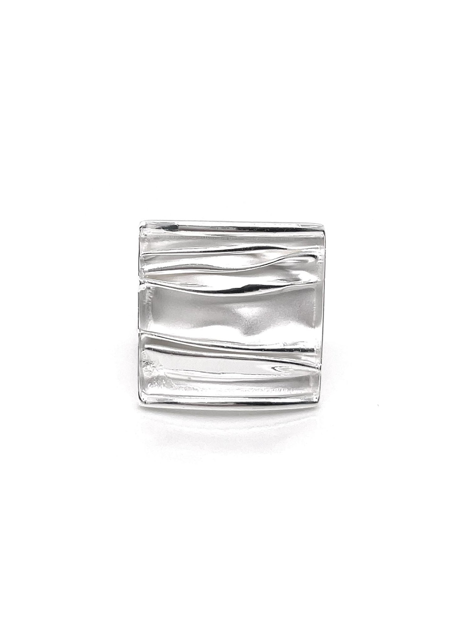 Waves of Love Sterling Silver 21mm Wide Square Ring