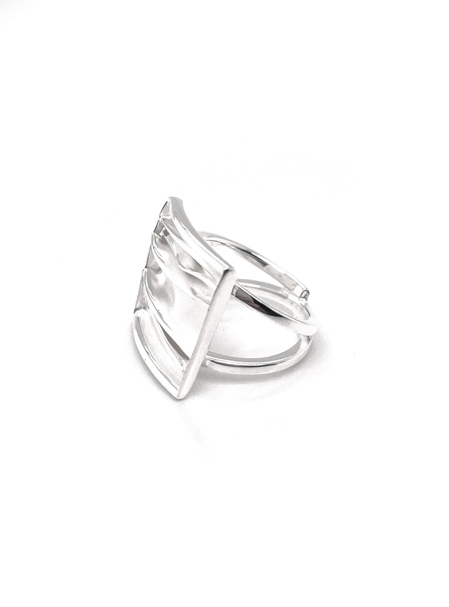 Waves of Love Sterling Silver 21mm Wide Square Ring