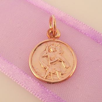 9CT ROSE GOLD 13mm ST CHRISTOPHER PATRON SAFE TRAVEL PENDANT -9R_CP_HR2278