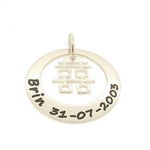 27mm CIRCLE OF LIFE CHINESE DOUBLE HAPPINESS PERSONALISED NAME PENDANT