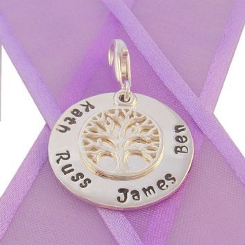 23mm ROUND PERSONALISED CIRCLE TREE OF LIFE NAME PENDANT -CH-23mm-KB52-SS