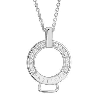 PASTICHE STERLING SILVER CZ 23.5mm CHARM PENDANT ENHANCER DROP 50CM CABLE NECKLACE QJ003CZ_50