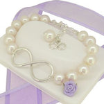 STERLING SILVER INFINITY SYMBOL DESIGN CHARM GEM BEAD BRACELET